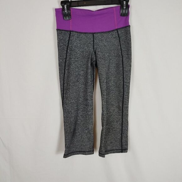 Lululemon Women’s Split Calf Leg Crop Capri Yoga Pants Size 4 Gather And Crow Gr - Picture 1 of 8